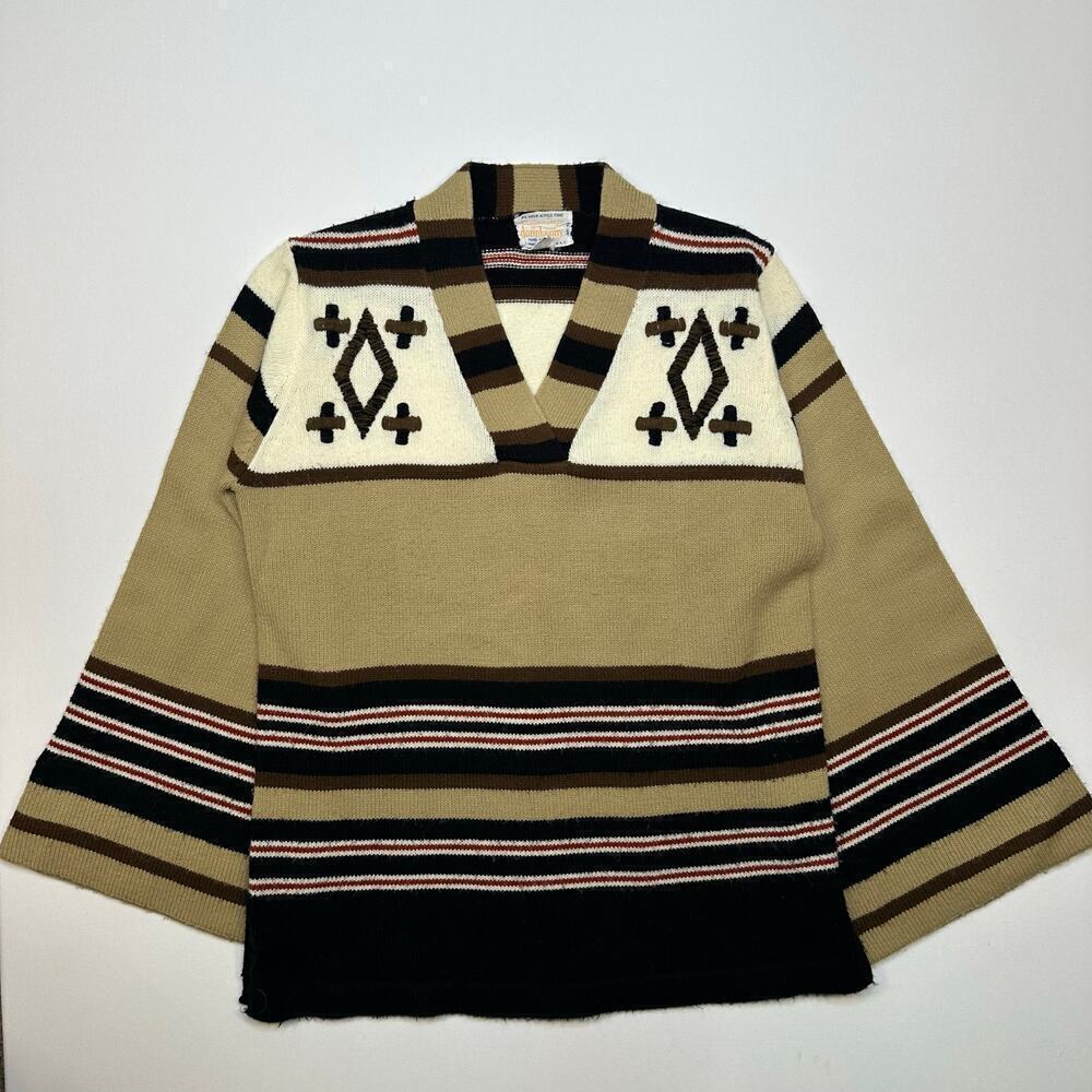 Vintage 1960’s Donnkenny Striped Acrylic Bell Sleeve Sweater